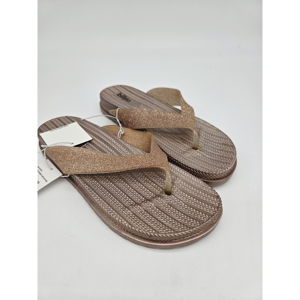 Billito Womens Sz 9 Comfort Insole thong Slide Sandals NEW Rose Gold Glitter‎